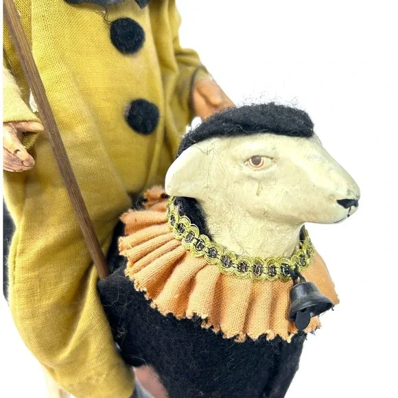 Bethany Lowe Halloween Jester Clown on Sheep w/ Trick Treat Flag Jack o Lantern - Picture 7 of 13